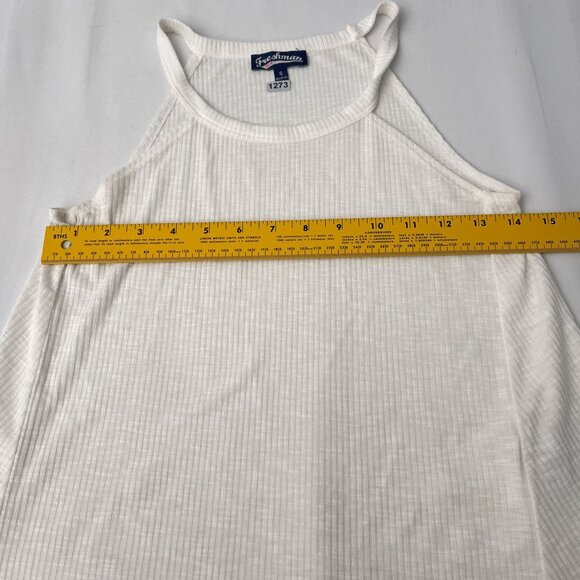 Freshman Rib Racerback Halter Tank Top Lightweight Sleeveless Gauze White Small - Picture 7 of 10